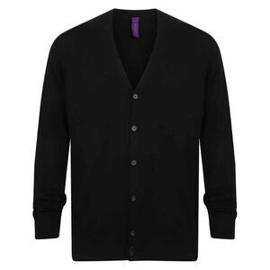 Henbury Mens Cotton Acrylic V Neck Cardigan / Black